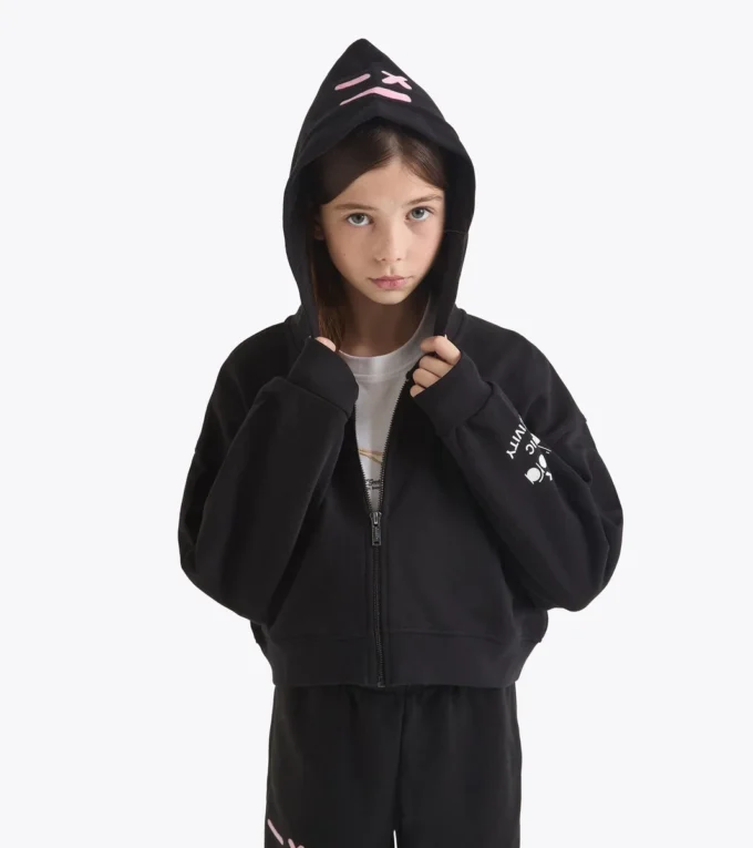 Jg. Hoodie Fz Pink Smile Sweat à capuche avec détails délavés – Fille